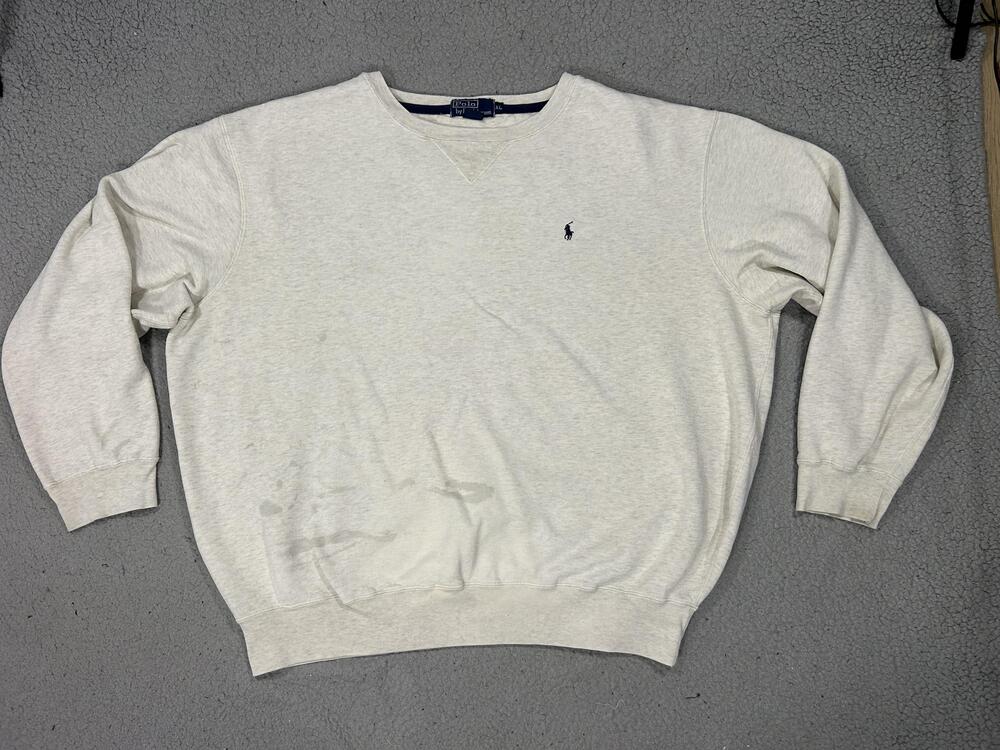 Vintage Polo Ralph Lauren Sweatshirt Mens XL Gray Fleece Crewneck Hong Kong